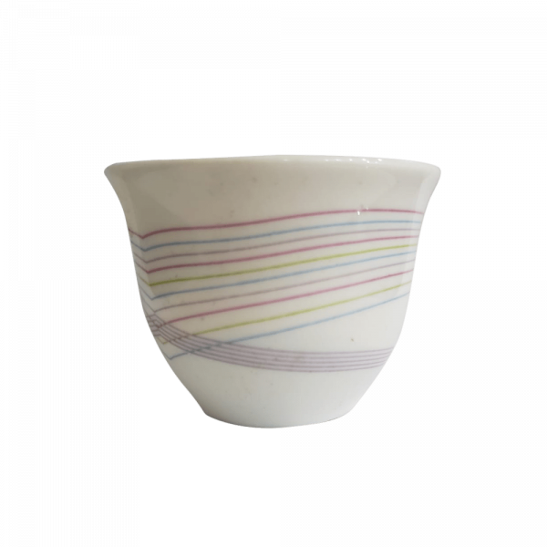 TAZAS PARA CAFÉ LÍNEAS DE COLORES SIN OREJAS DE 12 UNIDADES