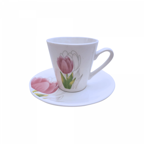 TAZAS PARA CAFÉ TULIPÁN CON OREJAS Y PLATOS DE 6 UNIDADES