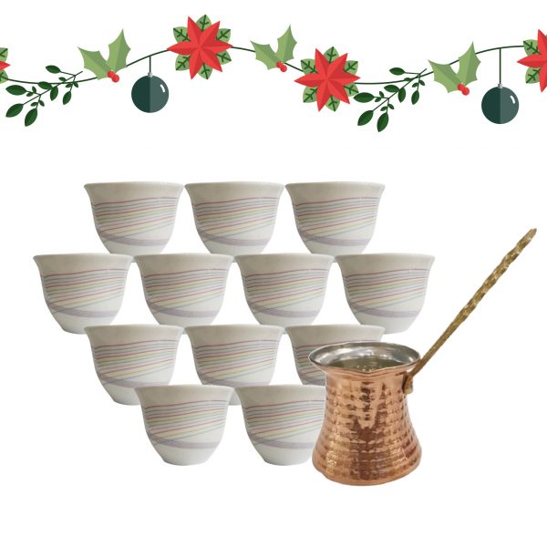 PACK 12 TAZAS SIN OREJA + 1 CAFETERA DE COBRE 300ml - Imagen 2