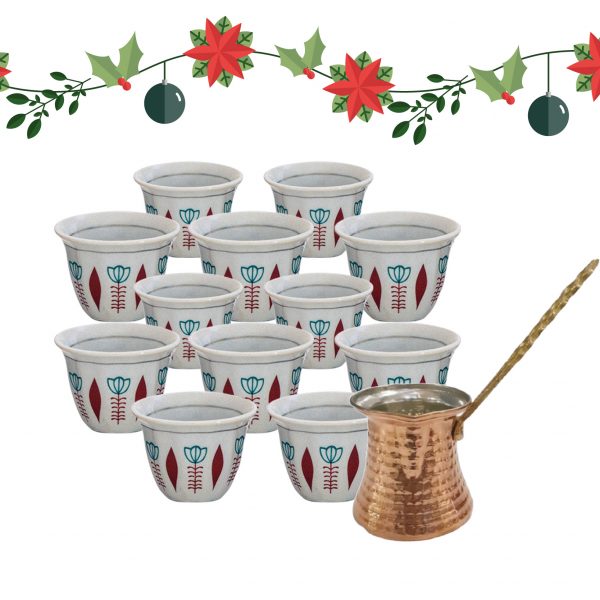 PACK 12 TAZAS SIN OREJA + 1 CAFETERA DE COBRE 300ml - Imagen 3