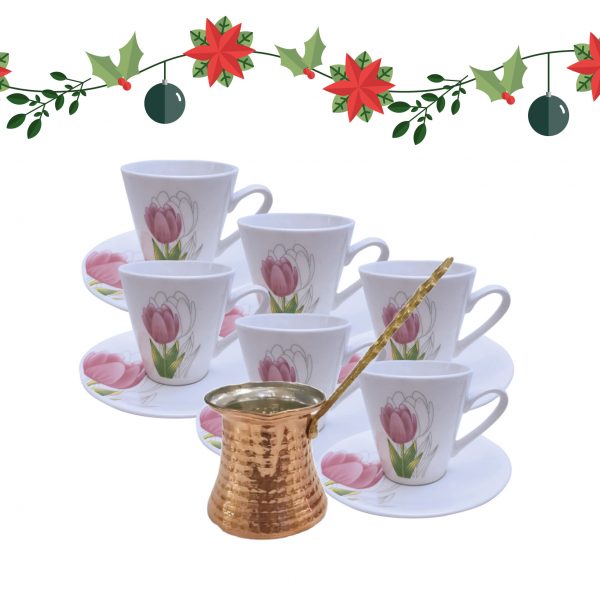 PACK 6 TAZAS + 1 CAFETERA DE COBRE 200ml - Imagen 3